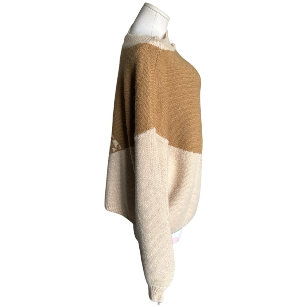 Entro Distressed Cold Shoulder Neutral leopard print oversized sweater - small - Picture 3 of 7